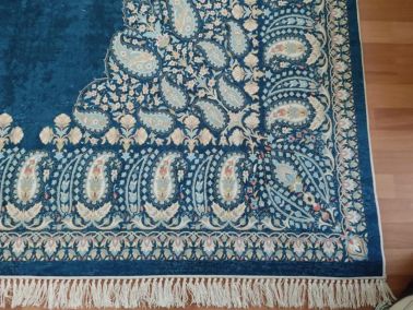 Kaymaz Taban Dijital Baskı Kadife Halı Blanche Mavi 200x300 cm - 3