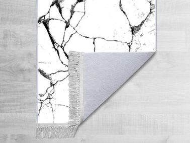Kaymaz Taban Dijital Baskı Kadife Halı Crack Wall Beyaz 150x220 Cm - 2