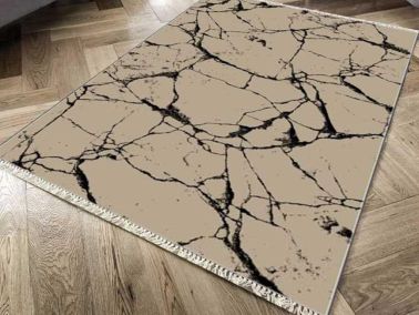 Kaymaz Taban Dijital Baskı Kadife Halı Crack Wall Kahve 180x280 cm - 1