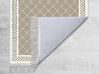 Kaymaz Taban Dijital Baskı Kadife Halı Dama Cappucino 80x300 cm - 2
