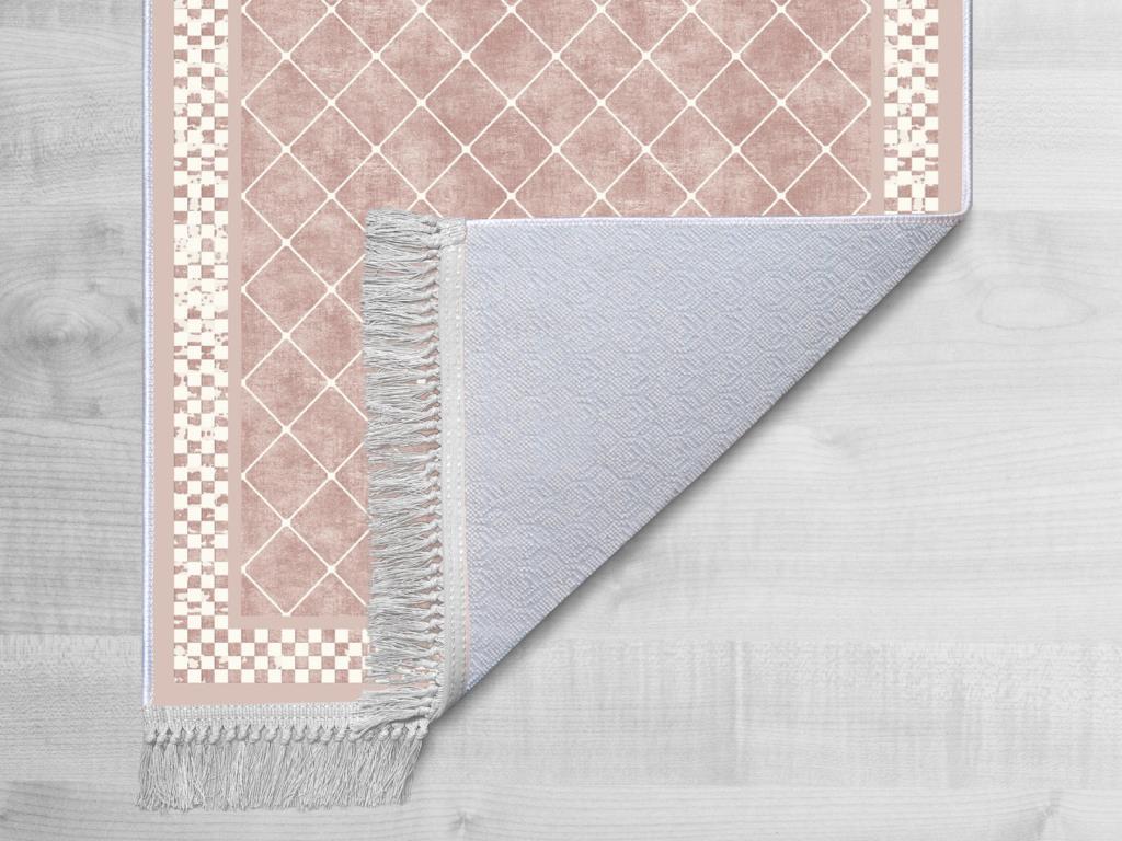Kaymaz Taban Dijital Baskı Kadife Halı Dama Pudra 150x220 Cm - 2