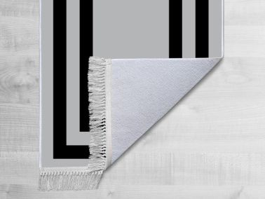 Kaymaz Taban Dijital Baskı Kadife Halı Geometric Gri 150x220 Cm - 2