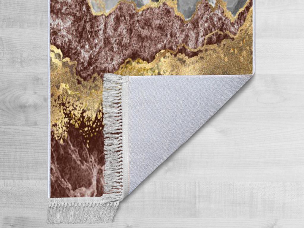 Kaymaz Taban Dijital Baskı Kadife Halı Lava Life Gold 80x200 cm - 2