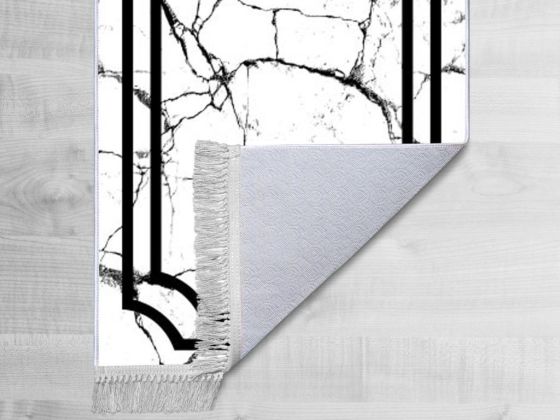 Kaymaz Taban Dijital Baskı Kadife Halı Linear Stone Beyaz 150x220 Cm - Çeyiz Diyarı (1)
