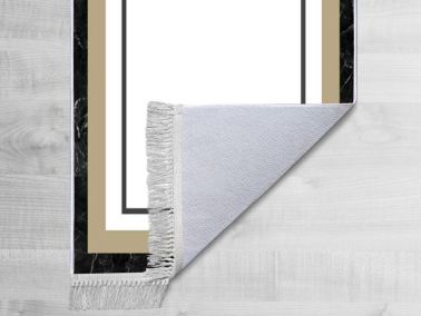 Kaymaz Taban Dijital Baskı Kadife Halı Serik Beyaz 100x200 cm - 2