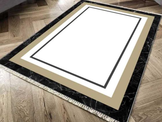 Kaymaz Taban Dijital Baskı Kadife Halı Serik Beyaz 150x220 Cm - Çeyiz Diyarı