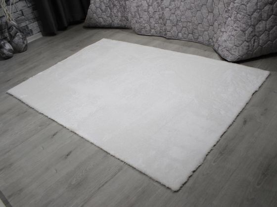 Kaymaz Taban Eksen Peluş Halı Beyaz 100x200 Cm - Çeyiz Diyarı