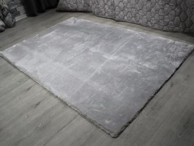 Kaymaz Taban Eksen Peluş Halı Gri 150x220 Cm - 1