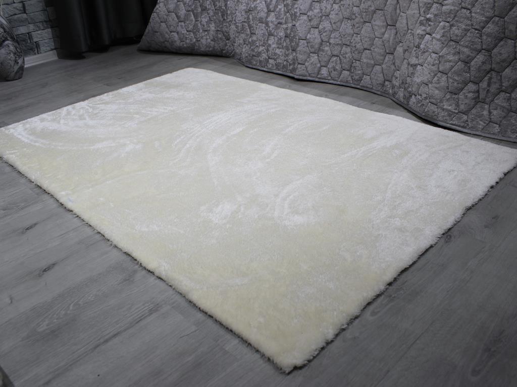 Kaymaz Taban Eksen Peluş Halı Krem 80x200 Cm - 1