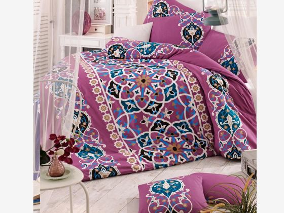Kayra %100 Pamuk Çift Kişilik Nevresim Takımı Pembe - Çeyiz Diyarı