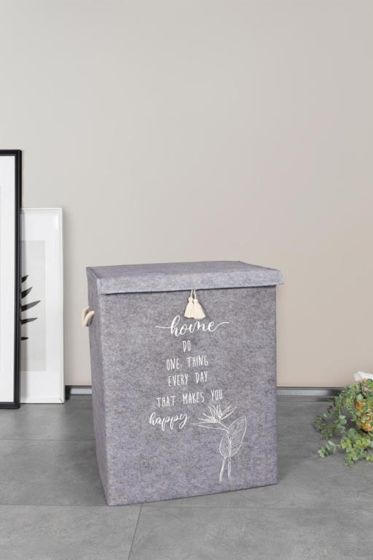 Keçe Kapaklı Mega Kahve Kutu Gri - Çeyiz Diyarı