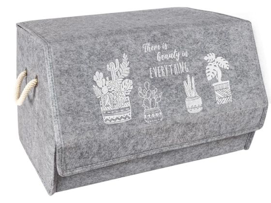 Keçe Köşeli Kapaklı Kutu Gri - Çeyiz Diyarı