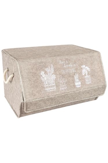 Keçe Köşeli Kapaklı Kutu Kahve - Çeyiz Diyarı