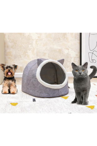 Kedi Köpek Evi Gri - Çeyiz Diyarı