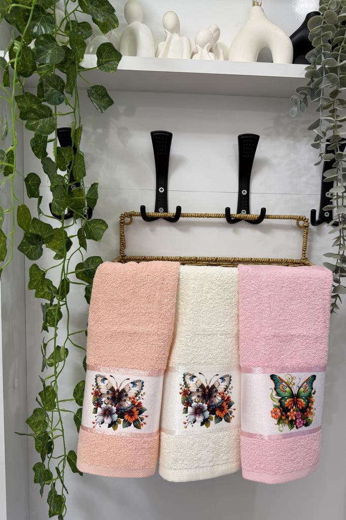 Kelebek Baskılı 3lü Mutfak Havlu Takımı 30x50 Cm - 1