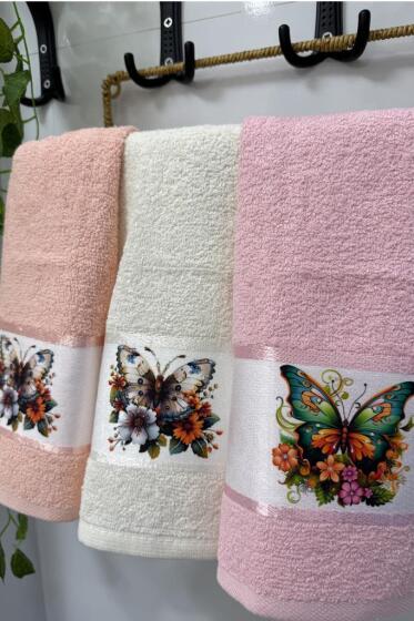 Kelebek Baskılı 3lü Mutfak Havlu Takımı 30x50 Cm - Çeyiz Diyarı (1)