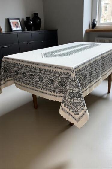 Kervan Dertsiz Masa Örtüsü 150x220 cm Gri - Çeyiz Diyarı