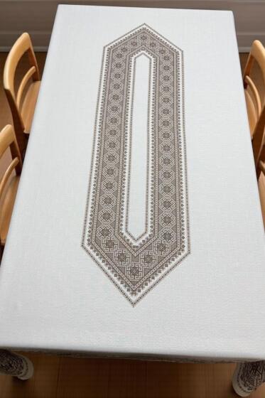 Kervan Dertsiz Masa Örtüsü 150x220 cm Kahve - Çeyiz Diyarı (1)