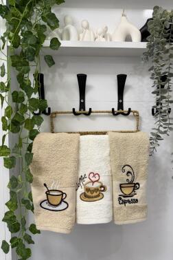 Kokora Nakışlı 3lü Mutfak Havlu Takımı 30x50 Cm - 1