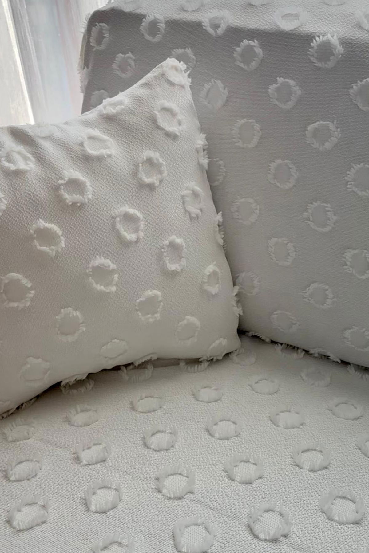 Konik Kırlent Kılıfı Hediyeli 170x210 cm Pamuklu Koltuk Örtüsü Krem - 3