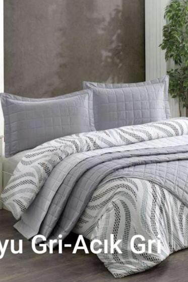 Kristal Casual 7 Parça Çift Taraflı Gelin Seti Koyu Gri - Açık Gri - Kristal