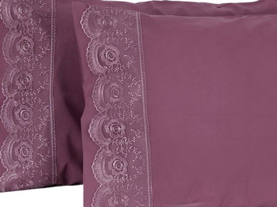 Kure 2'li Yastık Kılıfı Mürdüm - Çeyiz Diyarı (1)