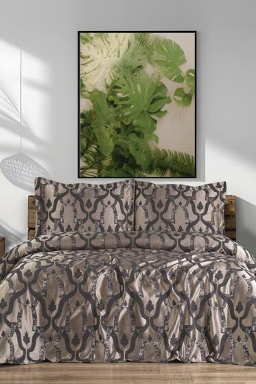 Kybele 3 Parça Çift Kişilik Pike Takımı 230x250 Antrasit - Çeyiz Diyarı