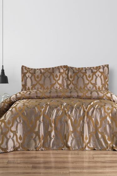 Kybele 3 Parça Çift Kişilik Pike Takımı 230x250 Cappucino - Çeyiz Diyarı