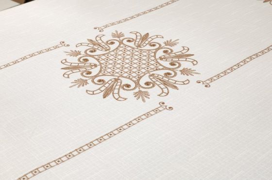 Lale Baskılı Dikdörtgen Masa Örtüsü Gold 160x260 Cm - Çeyiz Diyarı (1)