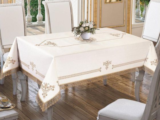 Lale Baskılı Es Güpürlü Masa Örtüsü - Çeyiz Diyarı