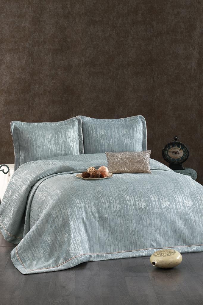 Larissa Şönil Çift Kişilik Yatak Örtüsü 260x260 cm Turkuaz - 1