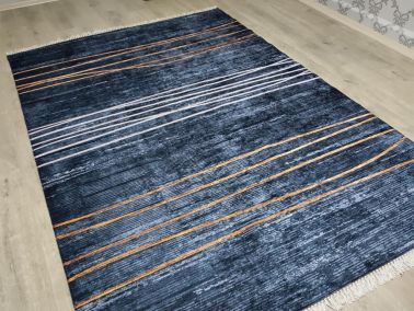 Latex Kaymaz Taban Dijital Baskı Kadife Halı Adela Siyah 180x280 cm - 1