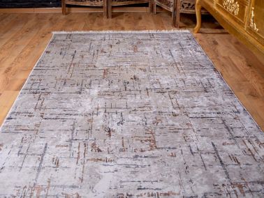 Latex Kaymaz Taban Dijital Baskı Kadife Halı Arzu Gri 80x200 cm - 2