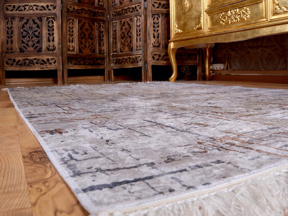Latex Kaymaz Taban Dijital Baskı Kadife Halı Arzu Gri 80x200 cm - 4