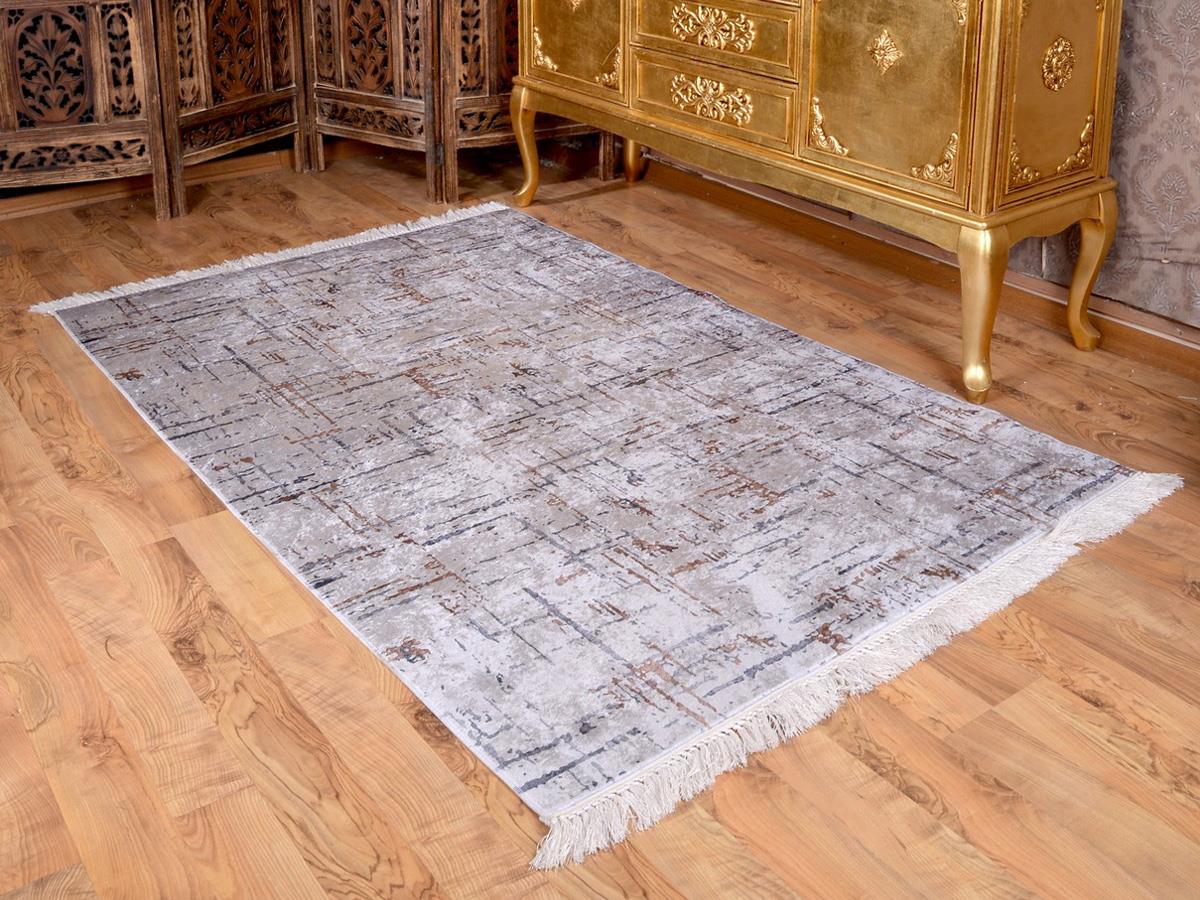 Latex Kaymaz Taban Dijital Baskı Kadife Halı Arzu Gri 80x200 cm - 6