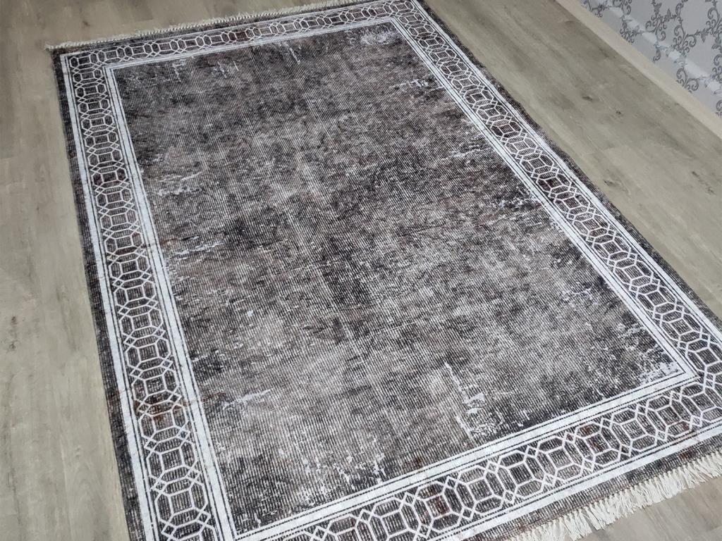 Latex Kaymaz Taban Dijital Baskı Kadife Halı Dove Kahve 80x200 cm - 1