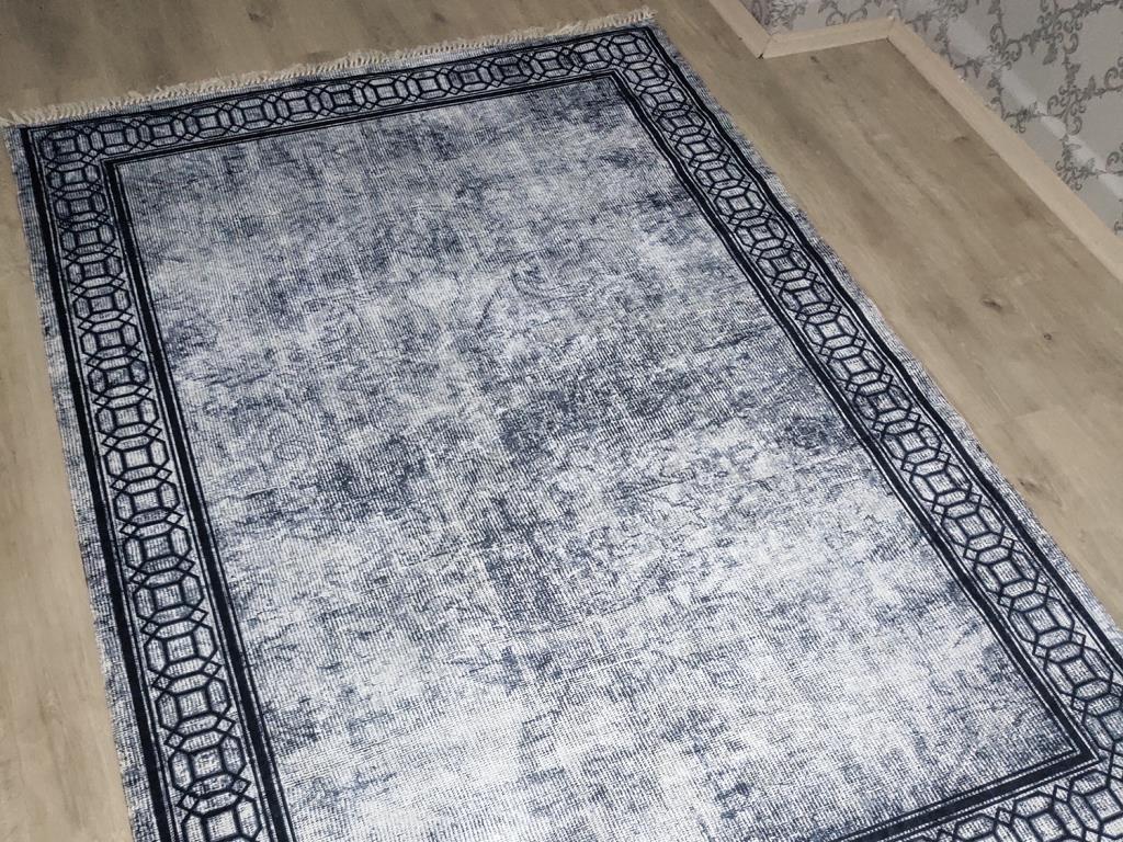 Latex Kaymaz Taban Dijital Baskı Kadife Halı Dove Siyah 180x280 cm - 1