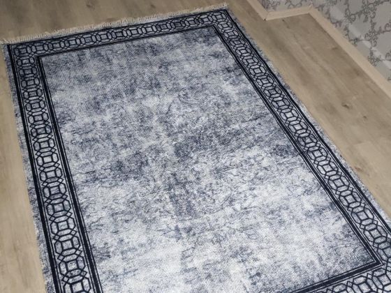 Latex Kaymaz Taban Dijital Baskı Kadife Halı Dove Siyah 80x300 cm - Çeyiz Diyarı