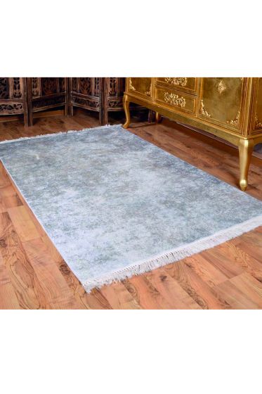 Latex Kaymaz Taban Dijital Baskı Kadife Halı Duru Gri 100x300 cm - Çeyiz Diyarı