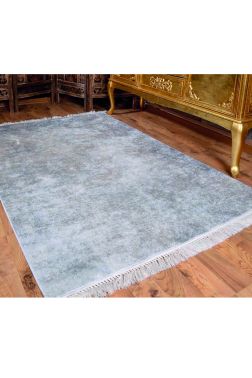 Latex Kaymaz Taban Dijital Baskı Kadife Halı Duru Gri 100x300 cm - 2