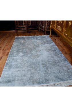 Latex Kaymaz Taban Dijital Baskı Kadife Halı Duru Gri 100x300 cm - 3