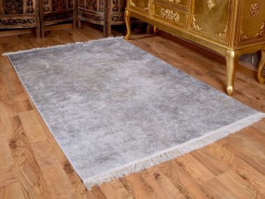 Latex Kaymaz Taban Dijital Baskı Kadife Halı Duru Gri 150x220 Cm - 4