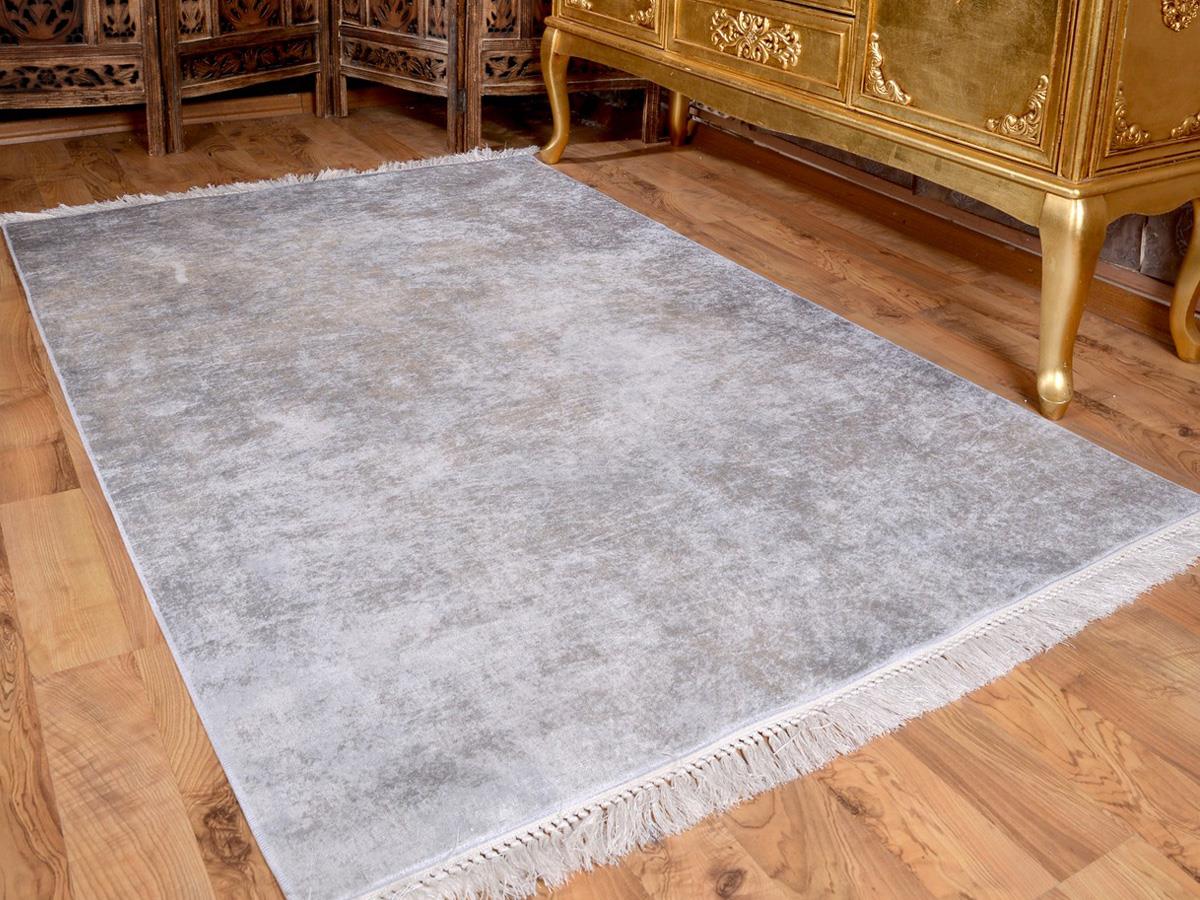 Latex Kaymaz Taban Dijital Baskı Kadife Halı Duru Gri 180x280 cm - 2