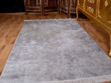 Latex Kaymaz Taban Dijital Baskı Kadife Halı Duru Gri 180x280 cm - 5