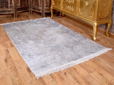Latex Kaymaz Taban Dijital Baskı Kadife Halı Duru Gri 80x150 cm - 3