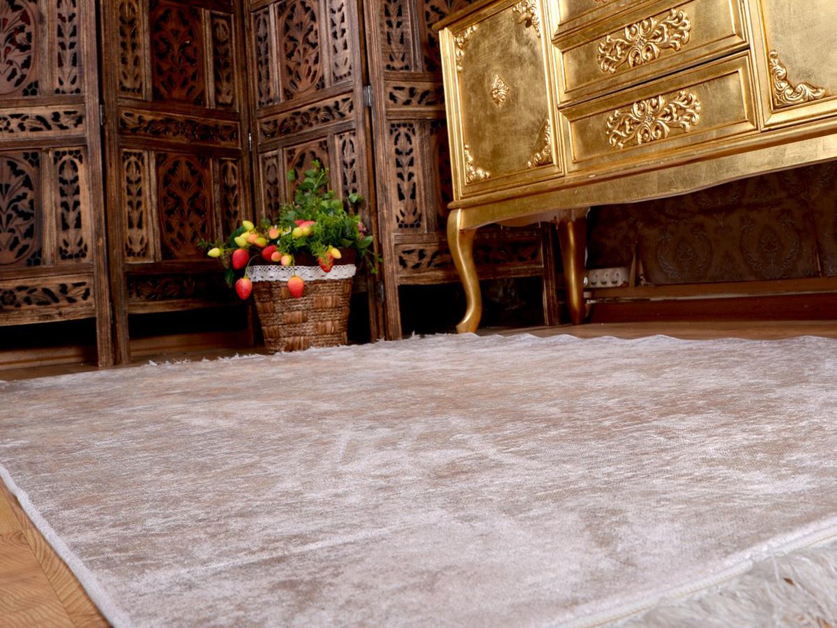 Latex Kaymaz Taban Dijital Baskı Kadife Halı Duru Krem 100x200 cm - 7