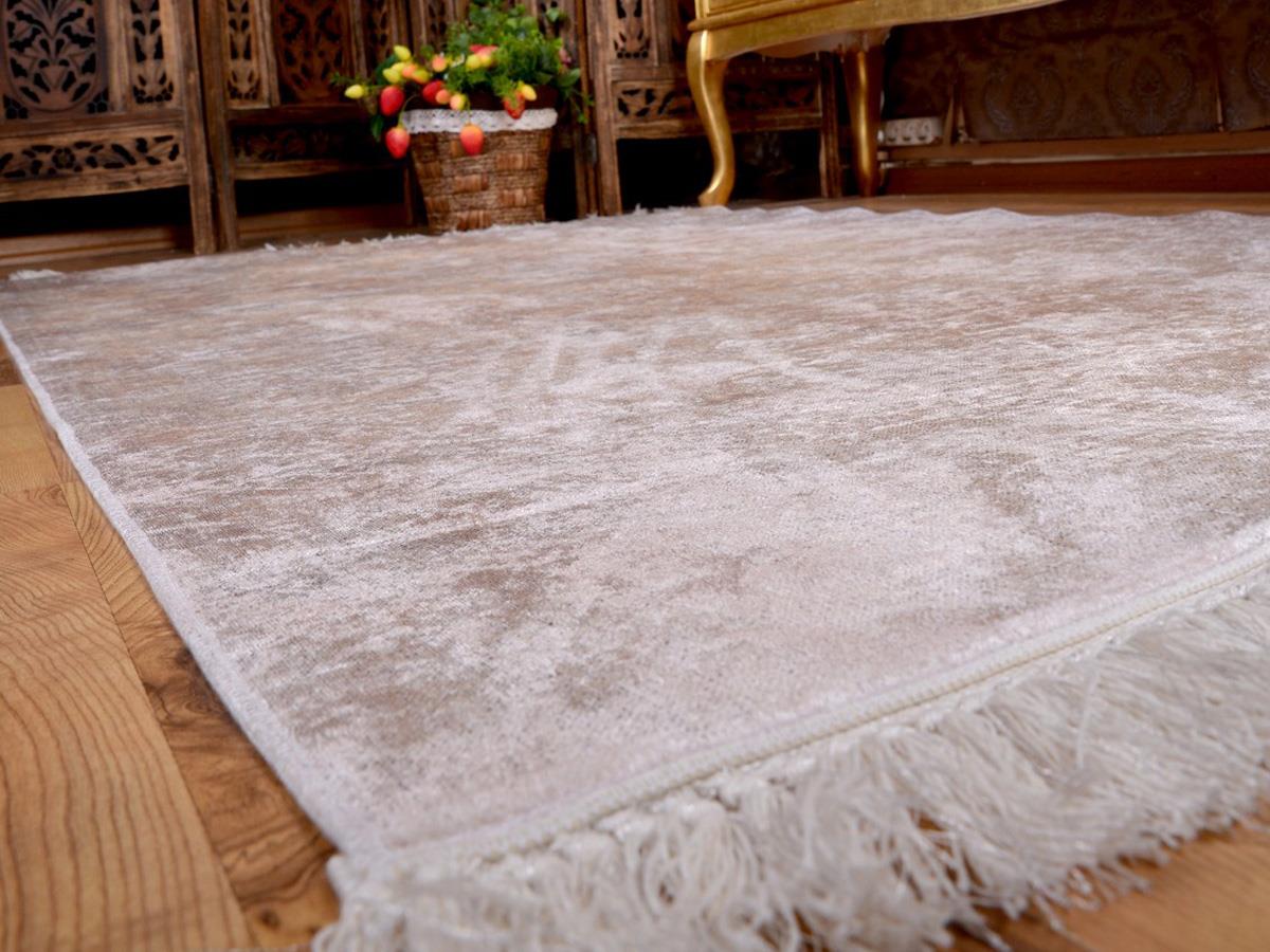 Latex Kaymaz Taban Dijital Baskı Kadife Halı Duru Krem 100x300 cm - 2