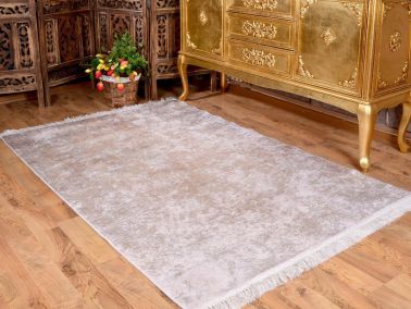 Latex Kaymaz Taban Dijital Baskı Kadife Halı Duru Krem 80x300 cm - 4