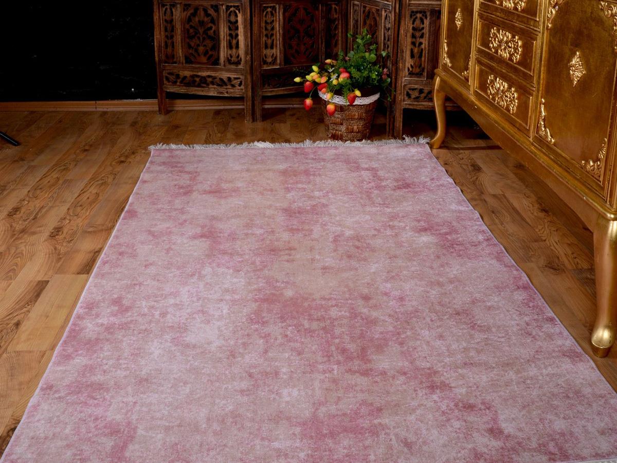 Latex Kaymaz Taban Dijital Baskı Kadife Halı Duru Pudra 100x300 cm - 4