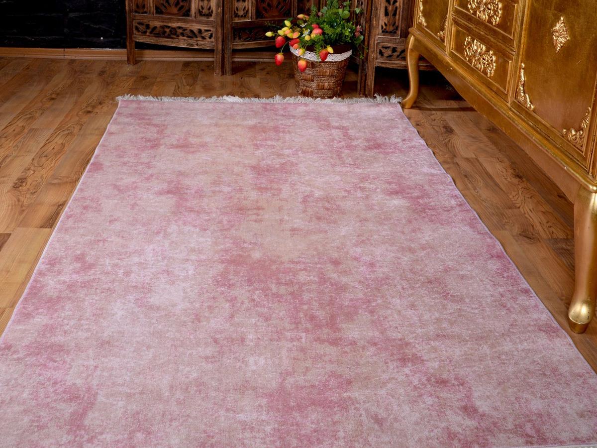 Latex Kaymaz Taban Dijital Baskı Kadife Halı Duru Pudra 100x300 cm - 5